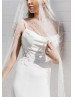 Cowl Neck Ivory 3D Floral Lace Satin Timeless Wedding Dress Cowl Neck Ivory 3D Floral Lace Satin Timeless Wedding Dress